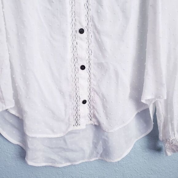 Free People Everyday Every Girl White Swiss Dot Button Down Top - Picture 4 of 8